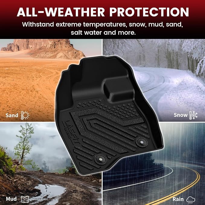 Floor Mats for Ford Explorer 2015-2019 7 Seater All Weather TPE Car Liners Custom Fit for Front, Rear and 3rd Row, Black 4pcs