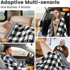 Car Heated Blanket, 12-Volt Portable Heated Car Blanket with 4 Heating Levels & 4 Hours Auto Off for Car, Truck, SUV, RV or Camping, Travel, Machine Washable, 59" X 43", Plaid