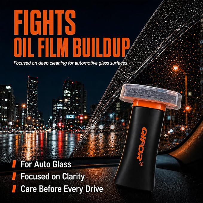QIFOR Oil Film Remover for Car Windshields and Windows, Automotive Glass Cleaner for Oil Residue & Road Grime, Improves Visibility & Safe Driving (1 PCS)