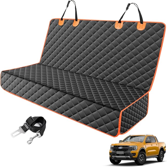 Truck Back Seat Cover for Dogs, Waterproof Pet Seat Covers for Trucks, Dog Cover for Truck Back Seat, Nonslip Pet Bench Seat Cover for Ford F150 F250 F350/Chevrolet Silverado/GMC/Ram