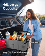 Trunk Organizer for Car - Car Organizer, Foldable Trunk organizer for SUVs & Sedans, Sturdy Organization for Car Accessories, Tools, Sundries, Grey, 2 Compartments, 21.3"×12.6"×10.6"