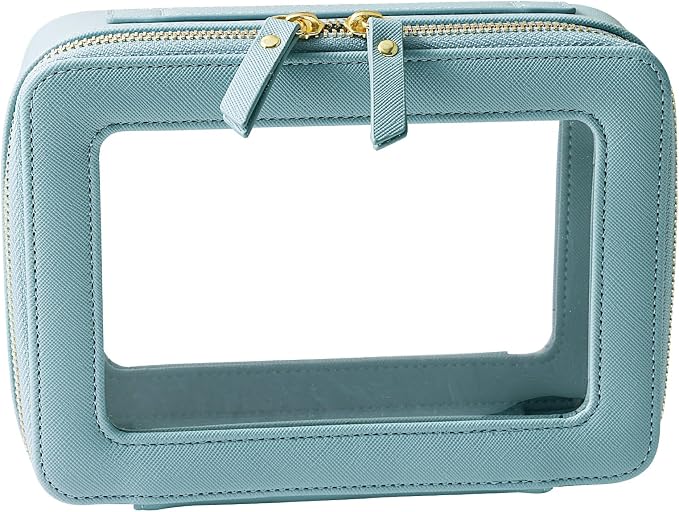 Toiletry bag waterproof cosmetic organizer with handle large opening for travelling (Blue)