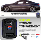 Tire Inflator Portable Air Compressor, Air Pump for Car Tires and Bikes, Car Tire Pump w/Auto Shut Off, 150 PSI, 12V DC, LED Light, Carrying Case, Perfect For Men, Women
