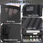 Car Visor Organizer with 3pcs Patches, Multi-Pocket Sun Visor Organizer | Zipper Storage Pouch & Adjustable Straps, Semi-Rigid Panel Storage Accessories for Truck, Suv, Most Cars (Black)