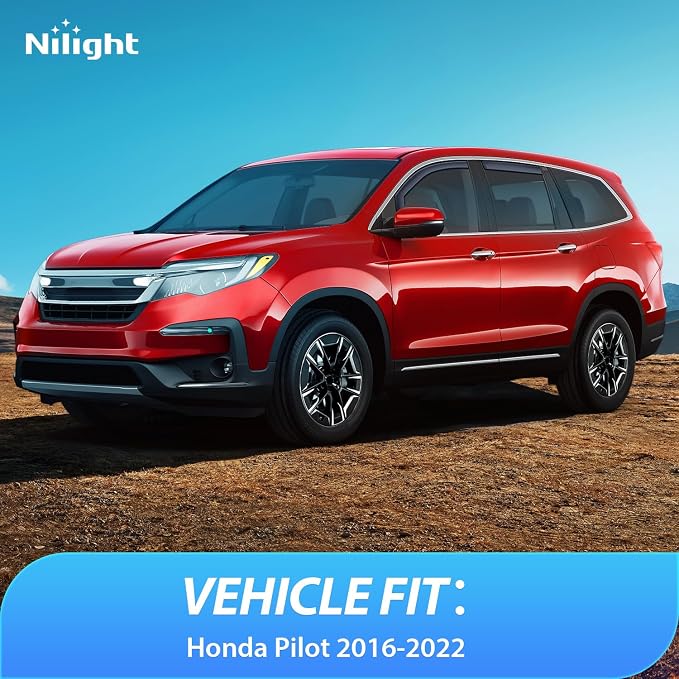 in-Channel Window Visors for Honda Pilot 2016-2022, Not Fit for Touring/Elite/Black Edition, Side Window Deflectors Rain Guards for Cars, Sleek Low Profile Design, Light Smoky Blue, 4PCS