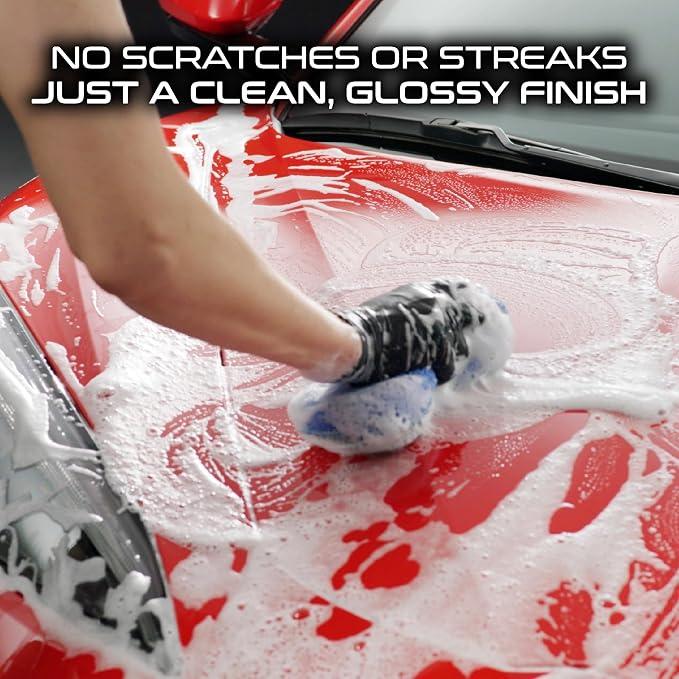 Super Car Wash Sponge Two-Sided Microfiber Sponge with Mesh Scrubber Side Intense Clean Durable & Effective Car Cleaning Supplies