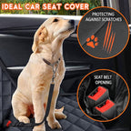 Dog Car Seat Cover, Back Seat Cover for Dogs Pet Car Seat Protector Waterproof Rear Seat Cover Durable Car Seat Cover, fits Middle Armrest for Most Cars SUVs Trucks (53” Width)- Black