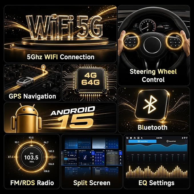 7' IPS Screen Car Radio for VW Jetta Tiguan Golf Passat MK5 MK6 T5 EOS Polo | 5Ghz WiFi,Android 15 4G+128G Radio Car Stereo with Wireless Carplay Android Auto,Type-C USB,5.0 Bluetooth 32EQ,FM/RDS,GPS