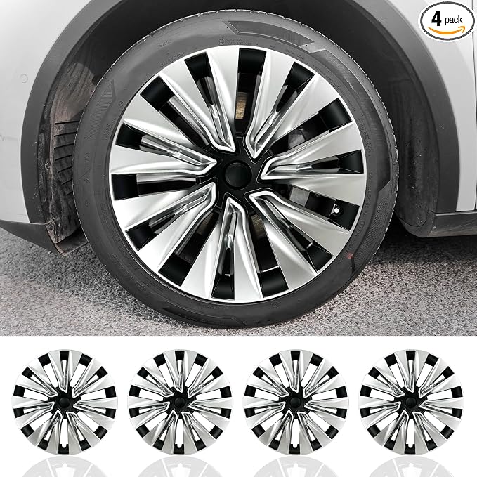for Tesla Model Y 19 inch Wheel Rim Protector, for Tesla Wheel Cover 19 inch, Model Y(2020-2024) 4PCS Hubcaps Wheel Cover Rim Full Cover Hubcaps Accessories