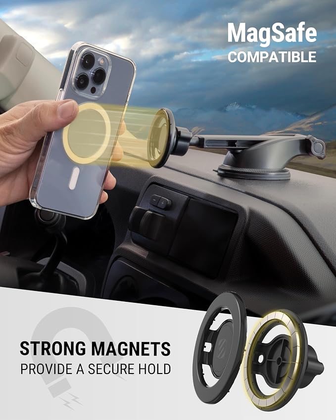 MagicMount SMSWDEX MagSafe Car Mount, Magnetic Phone Holder for Car Windshield/Dashboard, Suction Cup Phone Mount Compatible with iPhone 16 15 14 13 12 Pro Max Plus Mini Mag Safe Accessories