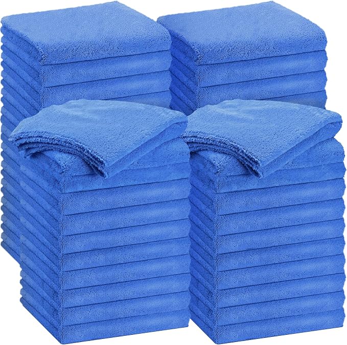 30 Pcs 12 x 16 Inch Edgeless Microfiber Plush Towels for Cars Detailing Drying Wash Polishing Absorbent Cleaning Cloths, 500 GSM (Dark Blue)
