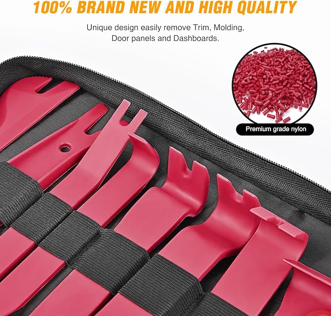 330Pcs Trim Removal Tool, Auto Push Pin Bumper Retainer Clip Set Fastener Terminal Remover Tool Adhesive Cable Clips Pry Kit Car Panel Radio Removal Auto Clip Pliers, Red