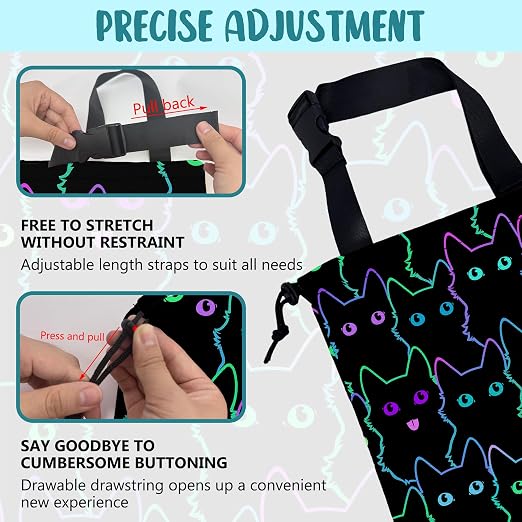 Car Trash Bag Cute Neon Cartoon Cat Leak-Proof Waterproof Car Garbage Bag with Drawstring Foldable Canvas Trash Bin with Adjustable Buckle for Car Accessories, Travelling, Camping