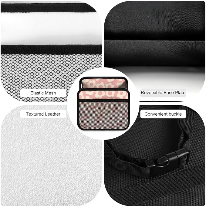 Car Backseat Organizer - Cute Aesthetic Car Storage Bin with Mesh Pocket & Reinforced Base - Universal Fit Hanging Seat Back Accessories for Women (Pink)