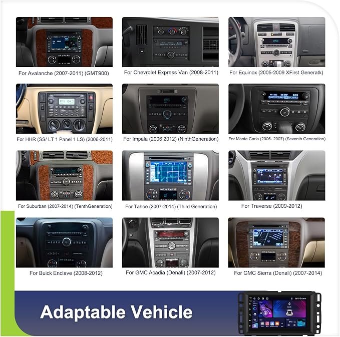4G+64G Android 15 Car Radio for Chevrolet Chevy Silverado GMC Sierra Yukon 2007-2013, Car Stereo Wireless CarPlay Android Auto, GPS 5G-WiFi, Bluetooth 5.0, EQ, Backup Camera
