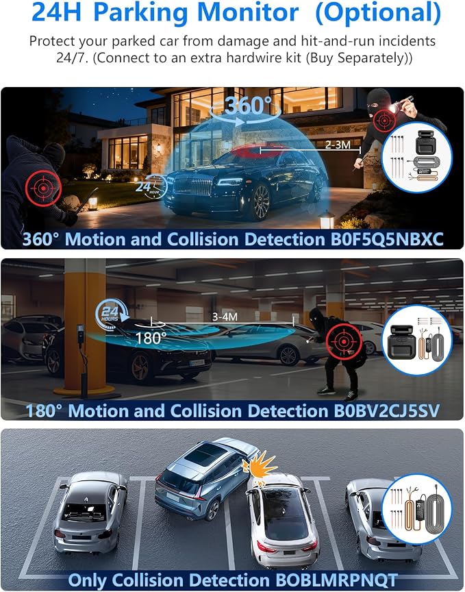 AI 4K Dash Cam Front and Rear Recording with Driver Monitoring System, 360° View 4 Channel Dashcam Car Camera, STARVIS 2 Night Vision, 5G Wi-Fi GPS, 3" Touch Screen, with 64GB Card, V8 MAX