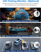 AI 4K Dash Cam Front and Rear Recording with Driver Monitoring System, 360° View 4 Channel Dashcam Car Camera, STARVIS 2 Night Vision, 5G Wi-Fi GPS, 3" Touch Screen, with 64GB Card, V8 MAX