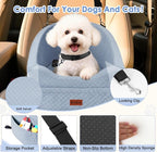 Dog Car Seat for Small & Medium Dogs, Detachable & Washable Booster Seat for Pets Up to 30lbs, Travel Bed with Storage Pockets and Safety Belt – Gray