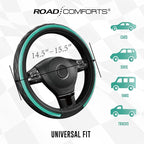 Leather Steering Wheel Cover – Black & Green Universal Fit 14.5-15 Inch, Microfiber Leather, Anti-Slip & Breathable Design for Men and Women
