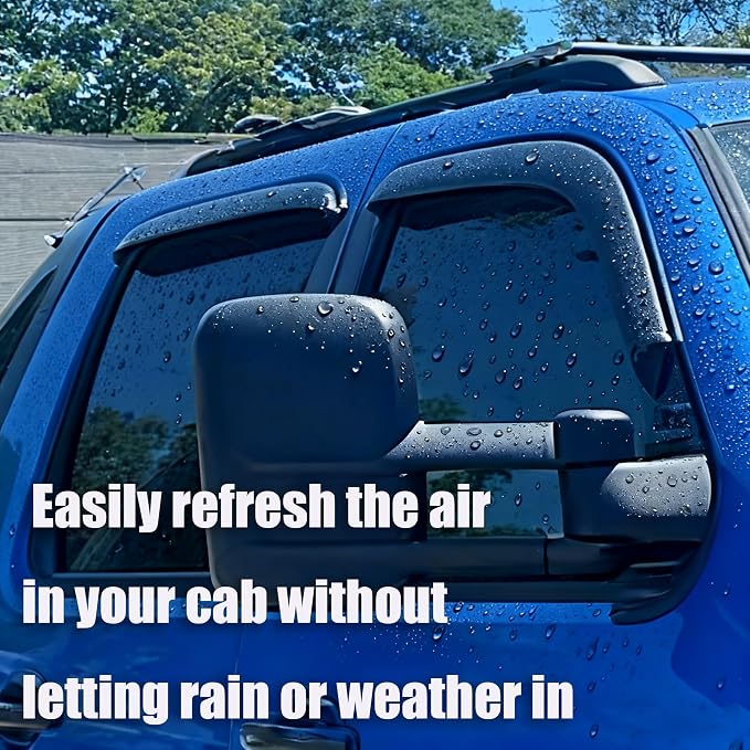 Window Visors Rain Guards for 2009-2024 Dodge Ram 1500 (19-24 Classic Body) | 10-25 Ram 2500/3500, Crew Cab Only, Window Deflectors, Vent Visor, Sun Shades, Window Shields, Truck Accessories, Dark Smoke