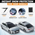 Car Windshield Snow Cover Front and Rear Bundle | Upgraded 600D Oxford Fabric | Water, Heat & Sag-Proof Windshield Snow Cover | Back Window Frost Cover Fits Most Sedans, SUVs & Vans | XX-Large