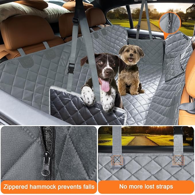 Dog Car Seat Cover for Pets 100% Waterproof Seat Cover Hammock 600D Heavy Duty Scratch Proof Nonslip Durable Soft Back Seat Covers for Cars Trucks and SUVs