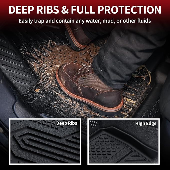 Floor Mats & Backrest Mats & Trunk Mat for Mazda CX5 2017-2025 All Weather TPE Custom Fit Floor Liners Car Mats Accessories, Include 1st & 2nd Row & Seatback & Cargo Mats, Black