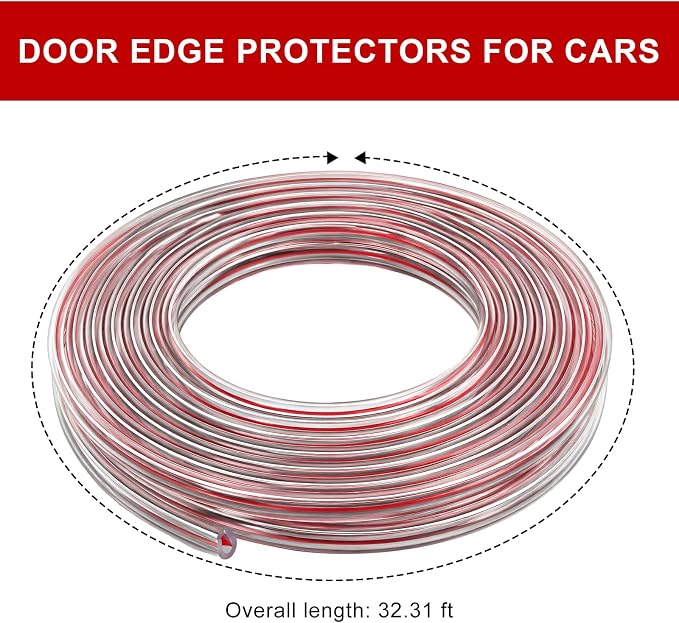 Clear Car Door Edge Guards, 32Ft U Shape Auto Door Edge Trim Anti-Collision Protective Strip, Self-Adhesive Doors Edges Guard Seal Protector for Most Vehicles, Car Accessories