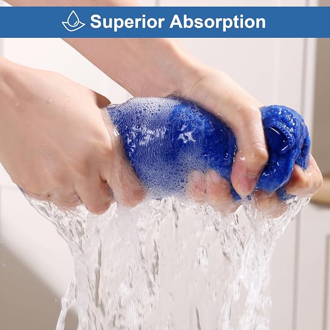 Microfiber Cleaning Cloths 18 Packs, 11.8" x 11.8" Blue Reusable Kitchen Towels, Lint-Free Cleaning Rags, Super Absorbent Cleaning Cloths for Kitchen, Car, and Household Cleaning