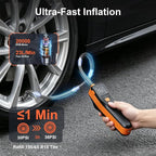 CAP02 Tire Inflator Portable Air Compressor, Fast Inflation Bike Pump with Digital Pressure Gauge and LED Light, 150PSI Portable Air Pump for Car Tires, Motorcycle, Bike, Ball