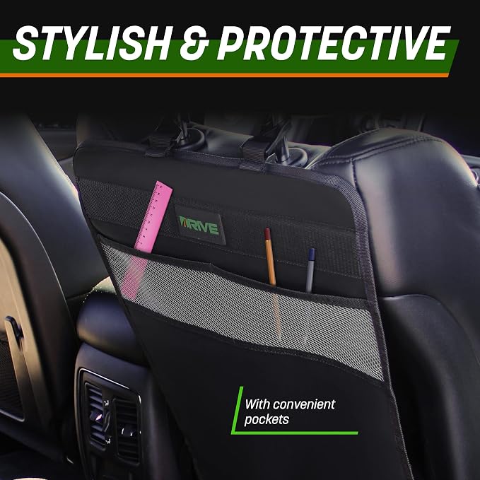 AUTO PRODUCTS - 2 Pack Car Seat Back Protectors, Reversible Kick Mats - Gray