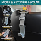 Headrest Hooks for Car Adjustable 4 Pack Vehicle Seat Back Organizer Storage Hanger Holder for Purse Bags Universal Fit with Clip Gray