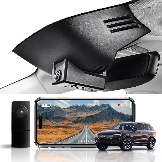 Front 4K & Rear 1080P Dash Cam for Volvo XC90 2023-2026 B5 B6 T8 (Model B),OEM-Style,Loop Recording,Built-in WiFi & APP,G-Sensor, Plug & Play,128GB Card