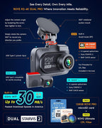 R2-4K Dual PRO Dash Cam Front and Rear, 4K+2K Dash Camera for Cars, Dual STARVIS 2 IMX678 + IMX675 Sensors, Free 128GB Card + CPL, WiFi 6 - up to 30MB/s Download Speed, 3" IPS, 24Hr Parking Mode