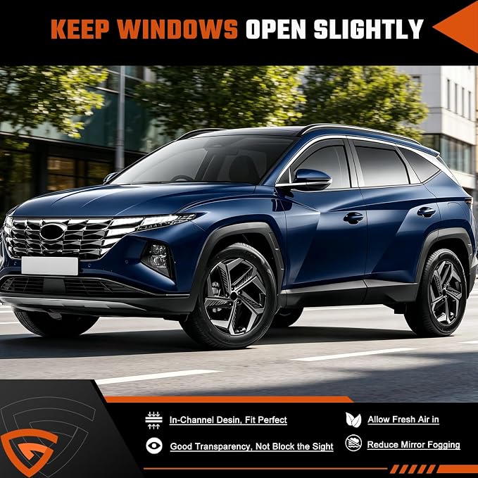 in-Channel Rain Guards Fit for Hyundai Tucson 2022 2023 2024 2025 2026, Durable Side Windows Rain Guard Wind Deflectors 2022-2026 Tucson Rain Guard Black 4 PCS