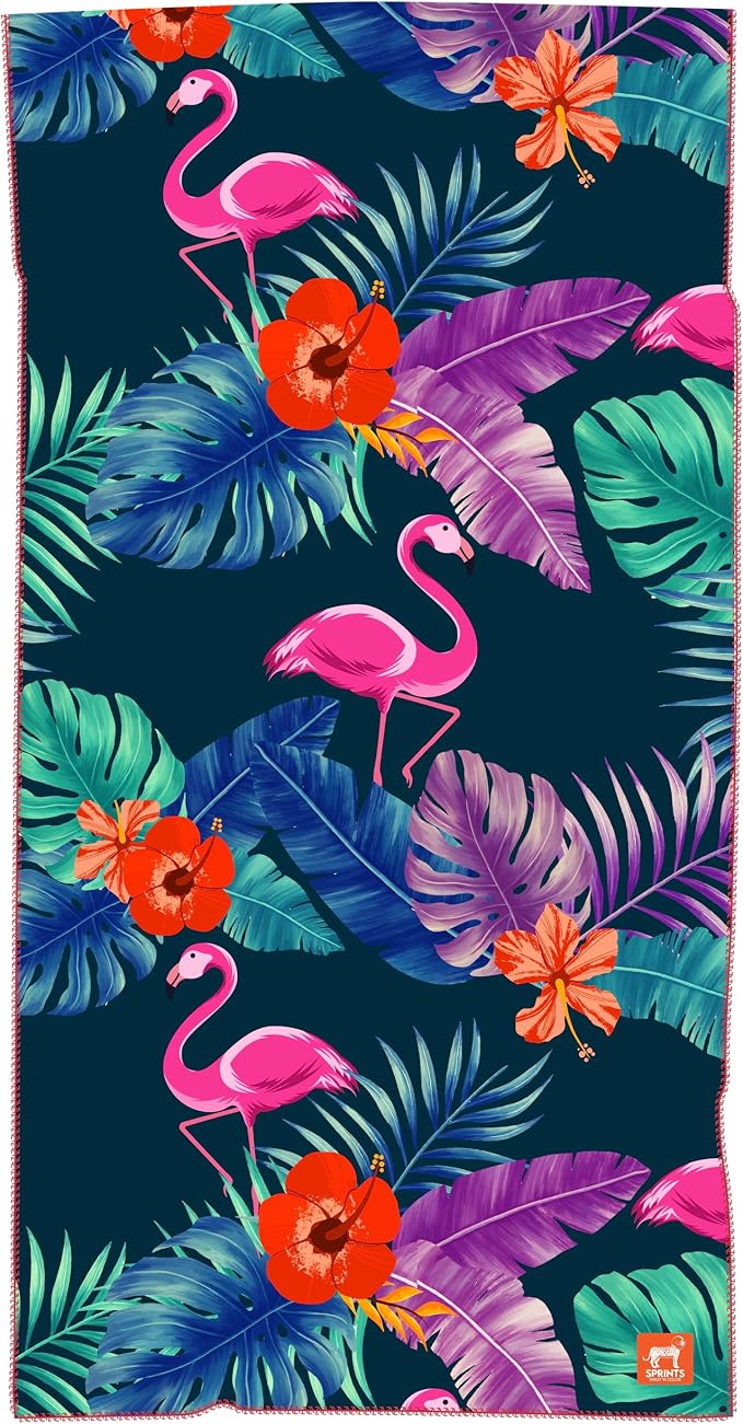 Athletic Running Towel, Full-Sized, Car Seat Cover - Moisture Wicking (Flamingos)