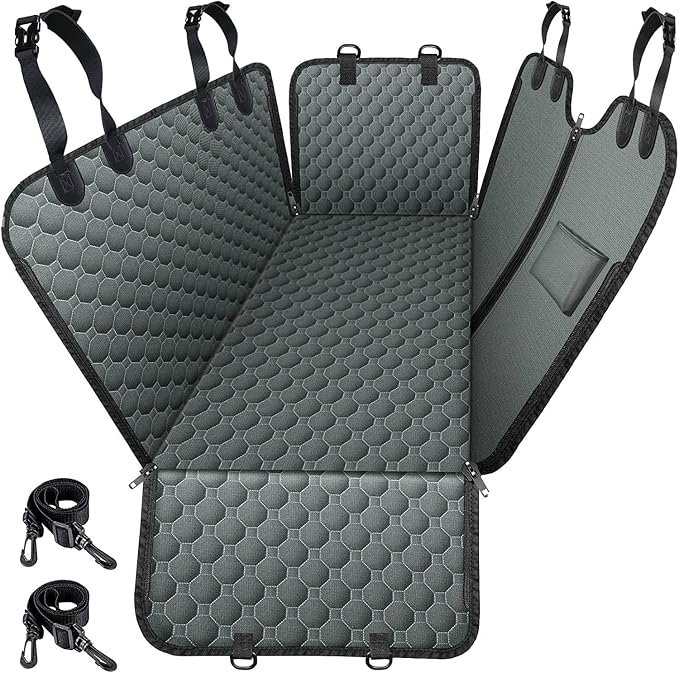 Dog Car Seat Cover for Back Seat, 2026 Upgraded 600D Heavy Duty Waterproof & Scratch-Resistant Dog Hammock for Car, Back Seat Pet Cover for Dogs with Sedan, Trucks and SUVs, Standard, Grey