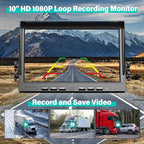 Nuoenx 10" Wireless Backup Camera System for Truck, HD 1080P Digital Back Up Camera System with 10 Inch Quad Split Loop Recording Monitor, IP69K Waterproof Reversing Cameras for RV, Trailer (W103)