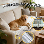 Dog Car Seat Cover, Pet Couch Covers for Car and Sofa, Non-Slip Backseat Pet Bed Mat, Machine Washable, Soft Plush Travel Seat Protector with Portable Storage Bag (White,23.6''×82'')