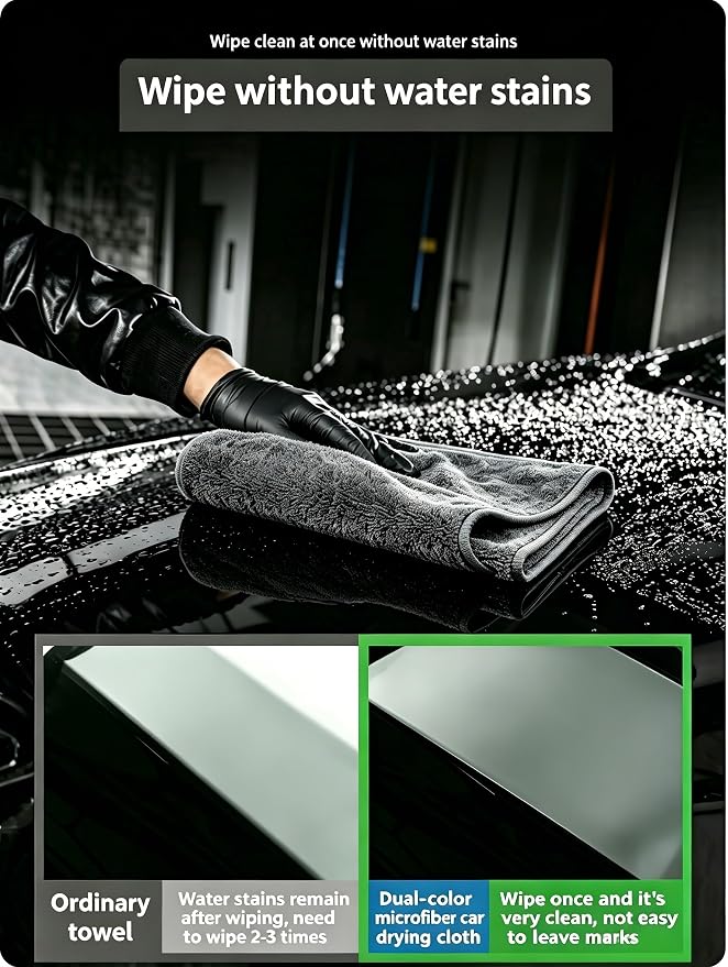 Microfiber Towels for Cars, 1200 GSM Car Drying Towels, 24 x 36 in Thick Plush Auto Detailing Towels, Ultra Absorbent Edgeless Car Wash Towels, Lint-Free, Charcoal Grey, 2 Pack