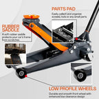 3-Ton (6600lbs) Low Profile Hydraulic Heavy-Duty Steel Floor Jack with Dual Pistons Quick Lift Pump, Home and Workshop Car Maintenance for Various Vehicles (Random Color, 3 Ton Low Profile)