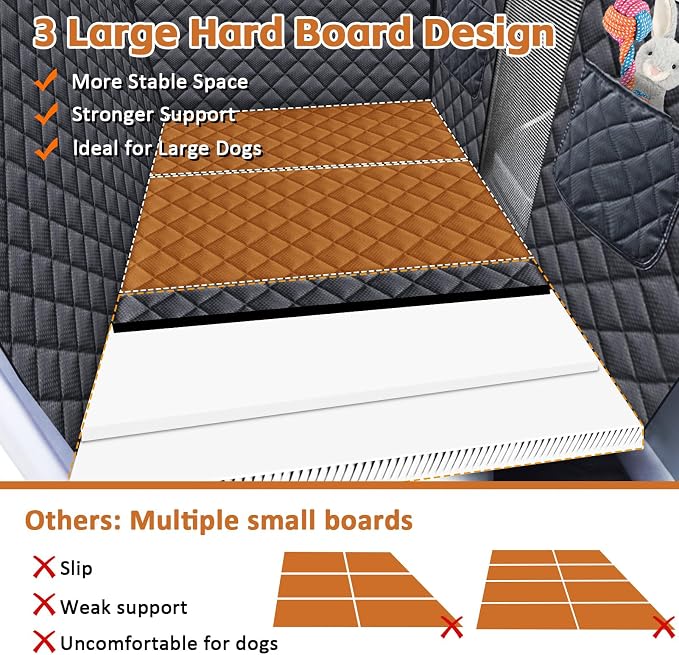 Dog Car Seat Cover for Pets Back Seat Extender for Dogs, Hard Bottom Car Seat Cover Support 420lbs Waterproof Back Seat Pet Cover for Dogs, Scratch Proof Dog Hammock for Car SUV and Truck,Universal
