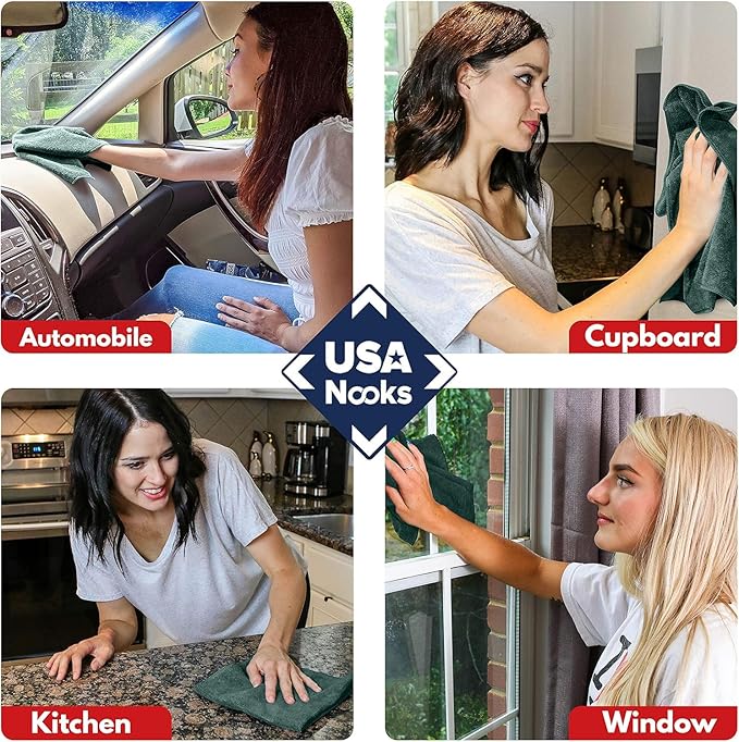 Premium 300GSM Microfiber Cleaning Cloth - 12.5"x12.5" High Performance - 1200 Washes, Ultra Absorbent Microfiber Towels for Cars Undercarriage, Rims & Engine Bay Cleaning - Microfiber Cloth