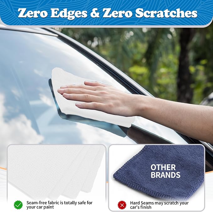 Microfiber Cleaning Cloth, Shop Towels Bulk, 24 Pack White Microfiber Towels for Cars, All-Purpose Absorbent Cleaning Rags, Dust Cloth for Automotive, Mechanic, Garage, Bar, 12 x 11 inch