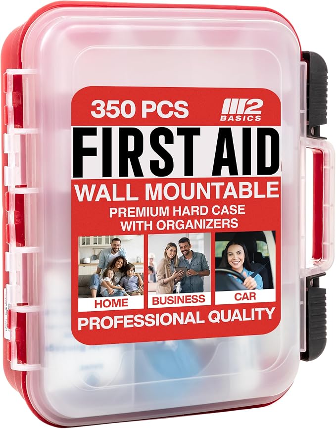 350 Piece Professional Wall-Mount First Aid Kit, Home, Business | Dual-Layer Hard Case, Office, Warehouse, Jobsite, Garage, Vehicle, Workplace Safety, Classroom And Emergency Readiness