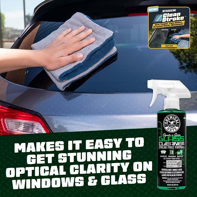 CLD_202 Signature Series Glass Cleaner (Works on Glass, Windows, Mirrors, Navigation Screens & More; Car, Truck, SUV and Home Use), Ammonia Free & Safe on Tinted Windows, 128 fl oz