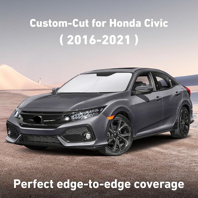 Windshield Sunshade Compatible for Honda Civic 2016-2019 2020 2021, Sun Visor for Front Windshield & Window Sun Shade Cover, UV Heat Blocker & Protector, Car Accessories