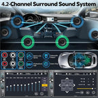 7" Double Din Car Stereo with Wireless Apple CarPlay & Android Auto, QLED Touchscreen, Bluetooth, Backup Camera, 4.2-CHN Audio, 2 Subwoofer Outputs, AM/FM Car Radio