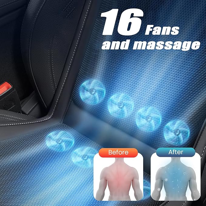 3 in 1 Cooling Car Seat Cover with Massage,Cooling Car Seat Cushion Front Seat Universal 12V Cooling Seat Cover for Car, SUVs (Warm,Cooling&Massage-5)
