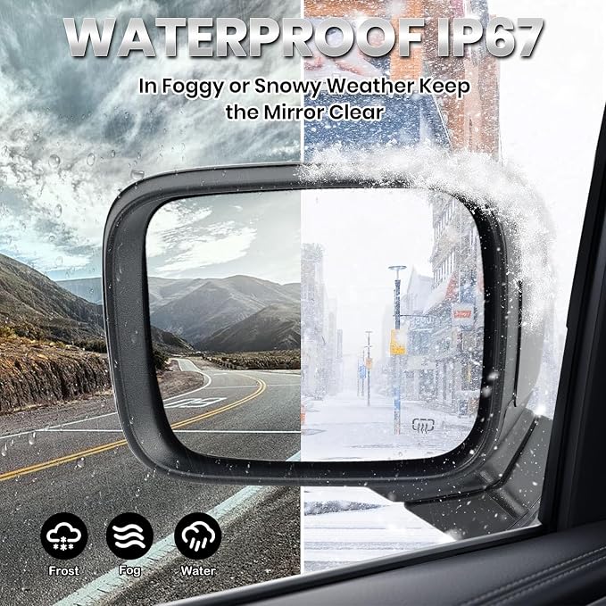 Left Driver Side Mirror Compatible with Jeep Renegade 2015-2025 Heated Manual Folding Power Glass Paintable Black
